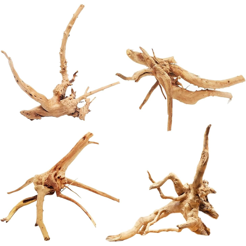 Aquarium Plant Root Tabs - 4 décorations d'aquarium en bois naturel,