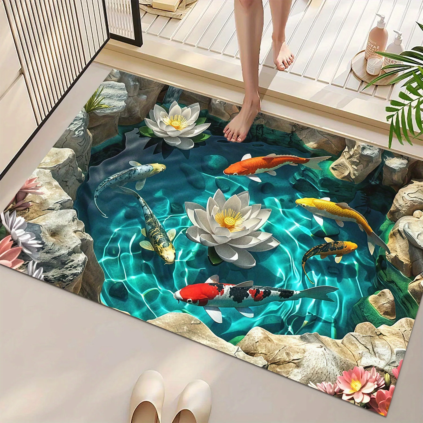 Planted Aquarium Carpet Plant - Tapis de bain 2D Poisson Koi